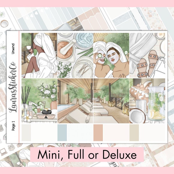 Weekly Sticker Kit | Planner Sticker Kit | Erin Condren Kit, Vertical Planners, Anytime Sticker Kit, Spa Kit | Unwind