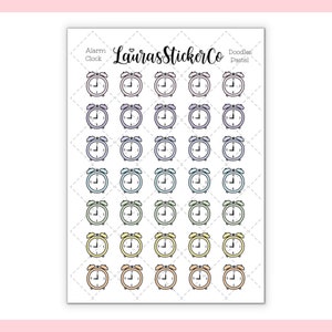 Sveglia // Adesivi Doodle, Tempo, Icone orologio, Icone planner, Promemoria sveglia, Scrapbook, Funzionale, Journalling, Promemoria