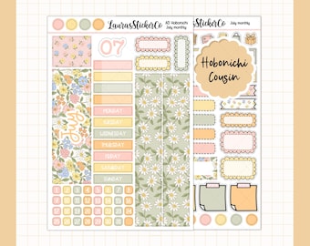 July Monthly Sticker Kit | Hobonichi Cousin Sticker Kit | A5 Hobonichi Spring Planner Stickers | Functional Kit