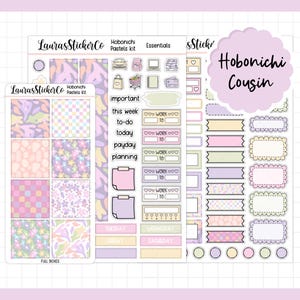 Hobonichi Cousin Sticker Kit | Pastéis | Kit de adesivos para planejador de primos, Kit de planejador semanal, Adesivos funcionais