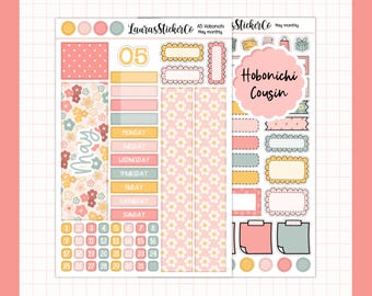 May Monthly Sticker Kit | Hobonichi Cousin Sticker Kit | A5 Hobonichi Spring Planner Stickers | Functional Kit
