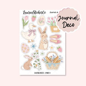 Feuille d'autocollants | Stickers de journal transparents, Stickers déco Pâques printemps, papier washi, pour Hobonichi Cousin, TN | 2