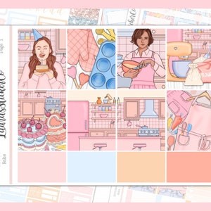 Birthday Bake || Weekly Sticker Kit for Vertical Planners || EC Sticker kit, Functional, Summer, Anytime, Planner Stickers, Full Sticker Kit