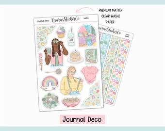 Journal Stickers | Transparent Washi Paper Stickers, Clear Planner Stickers, Hobonichi Cousin Stickers | Floral Stickers | Lucky