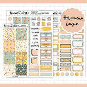 Hobonichi Cousin Sticker Kit | Summer Punch Kit | Cousin Planner Sticker Kit, Weekly Planner Kit, Functional Stickers
