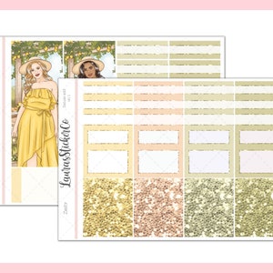En-têtes scintillants // Zesty Add Ons, Kit d'autocollants de planificateur hebdomadaire, Girl Box, Autocollants fonctionnels, Vacances, À tout moment, Washi, Erin Condren