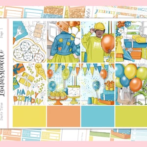 Party Time || Weekly Sticker Kit for Vertical Planners || EC Sticker kit, Functional, Anytime Planner Stickers, Full Sticker Kit