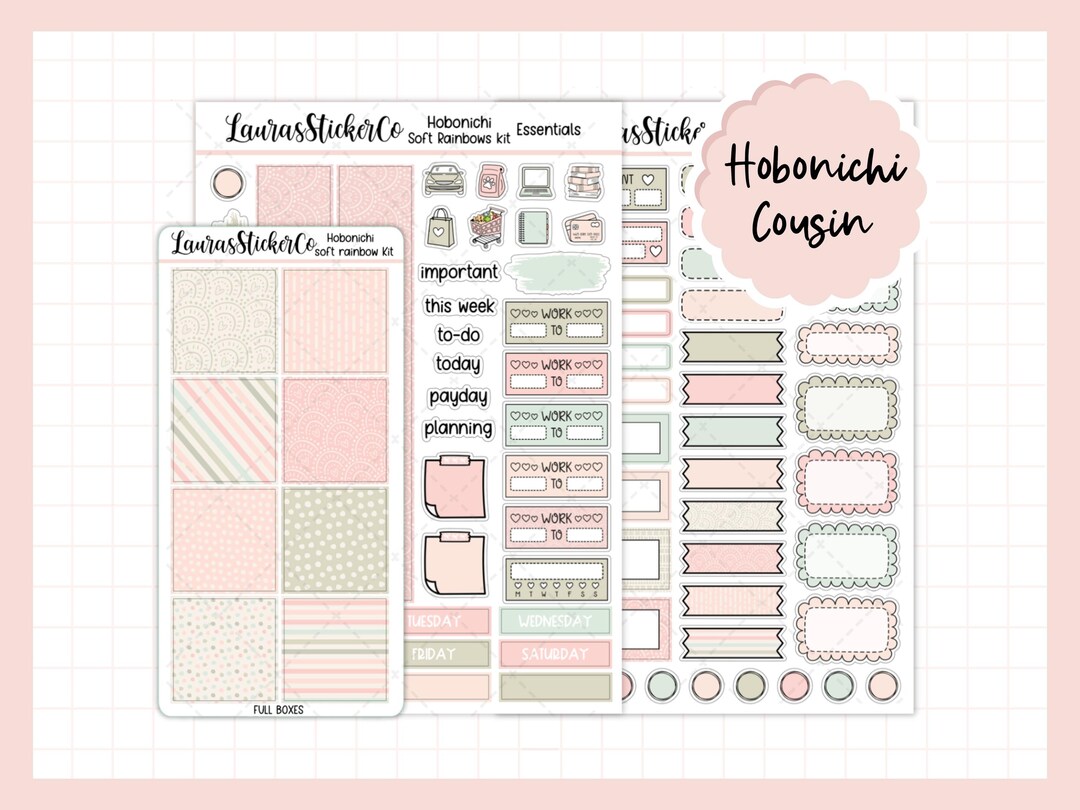 Hobonichi Cousin Sticker Kit | Soft Rainbow | Cousin Planner Sticker ...