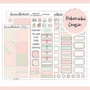 Hobonichi Cousin Aufkleber Kit | Weicher Regenbogen | Cousin Planer Sticker Kit, Feiern Wochenplaner Kit, Funktionale Aufkleber | Frühlingsblümchen