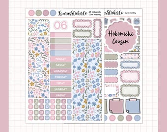 June Monthly Sticker Kit | Hobonichi Cousin Sticker Kit | A5 Hobonichi Spring Planner Stickers | Functional Kit