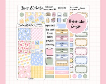 Hobonichi Cousin Planner Sticker Kit | Berry Sweet Weekly Kit, Spring Removable matte stickers