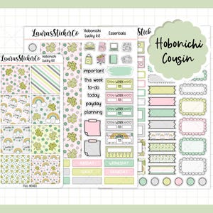 Kit de pegatinas para primos de Hobonichi / Kit de pegatinas para planificadores de primos de St. Patrick, kit de planificador semanal, pegatinas funcionales