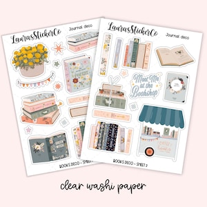 Adesivos para amantes de livros | Decoração de livros, adesivos de papel washi transparente, adesivos de diário para o primo hobonichi