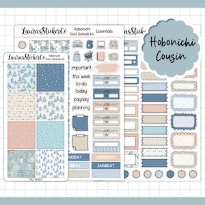 Hobonichi Cousin Sticker Kit | Frio lá fora | Kit de adesivos para planejador de primos, Kit de planejador semanal de Natal, Adesivos funcionais