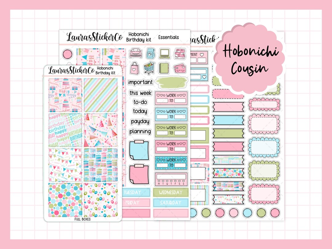 Hobonichi Cousin Sticker Kit | Birthday Sticker Kit | Cousin Planner ...