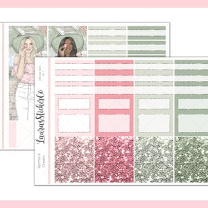 En-têtes scintillants // Baies et crème Add Ons, Kit d'autocollants de planificateur hebdomadaire, Girl Box, Autocollants fonctionnels, Printemps, Washi, Erin Condren