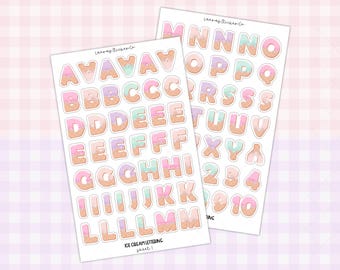 Ice Cream Lettering Stickers | Alphabet Stickers for Scrapbooks, Junk Journals, Planners