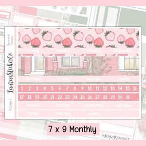 Monthly Sticker Kit | Planner Sticker Kit | Erin Condren Kit, Undated 7 x 9 Monthly Sticker Kit, Spring Sticker Kit | Berries and Cream