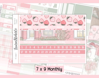 Monthly Sticker Kit | Planner Sticker Kit | Erin Condren Kit, Undated 7 x 9 Monthly Sticker Kit, Spring Sticker Kit | Berries and Cream