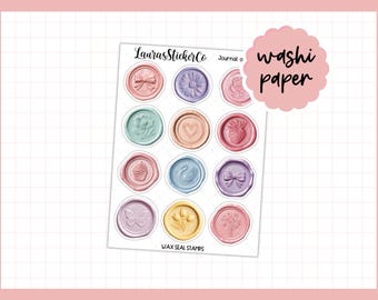 Wax stamp deco stickers | Clear Washi Paper for Planners or Journals, Scrapbooking, For the Hobonichi Cousin, TN
