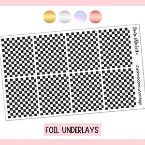 Checkerboard Foil Underlays | Foil Stickers for Planners such as EC, Decorative Planner Stickers | Bougie Boxes | Gold, Silver, Holo, Rose