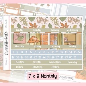 Maandelijkse stickerkit | Planner-stickerkit | Erin Condren Kit, ongedateerd 7 x 9 maandelijkse stickerkit, altijd stickerkit | Bossen