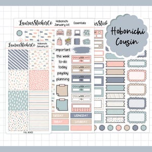 Hobonichi Cousin Sticker Kit | Janeiro | Kit de adesivos para planejador de primos, Kit de planejador semanal, Adesivos funcionais