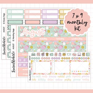 August Monthly Sticker Kit | Erin Condren | 7 x 9 Monthly Planner Stickers | Functional Kit