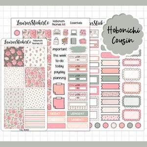 Kit de adesivos para primos Hobonichi | Kit de peônias | Kit de adesivos para planejadores primos, Kit de planejador semanal, Adesivos funcionais