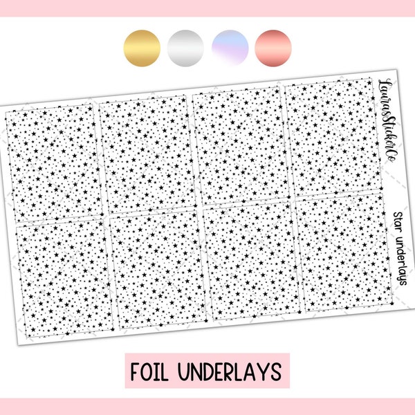 Star Foil Underlays | Foil Stickers for Planners such as EC, Decorative Planner Stickers | Bougie Boxes | Gold, Silver, Holo, Rose