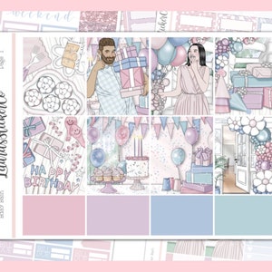 Birthday Bash || Weekly Sticker Kit for Vertical Planners || EC Sticker kit, Functional, Anytime Planner Stickers, Full Sticker Kit