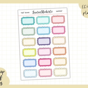 Functional Boxes | Scallop Planner Stickers for Erin Condren and Vertical Planners | Half Boxes, Summer