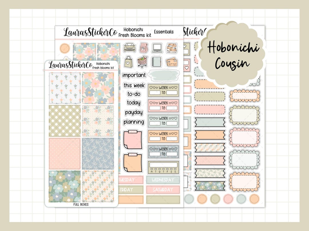 Hobonichi Cousin Planner Sticker Kit | Fresh Blooms Weekly Kit, Spring ...