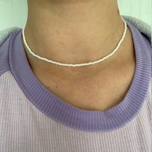 Minimalist White beaded choker/ Necklace