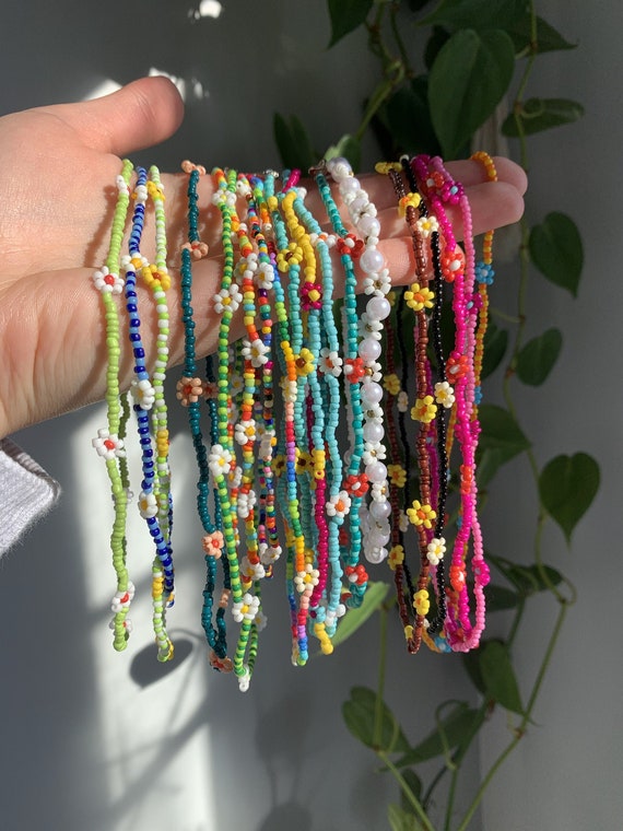 Beaded Flower Necklace/choker/bracelet Etsy