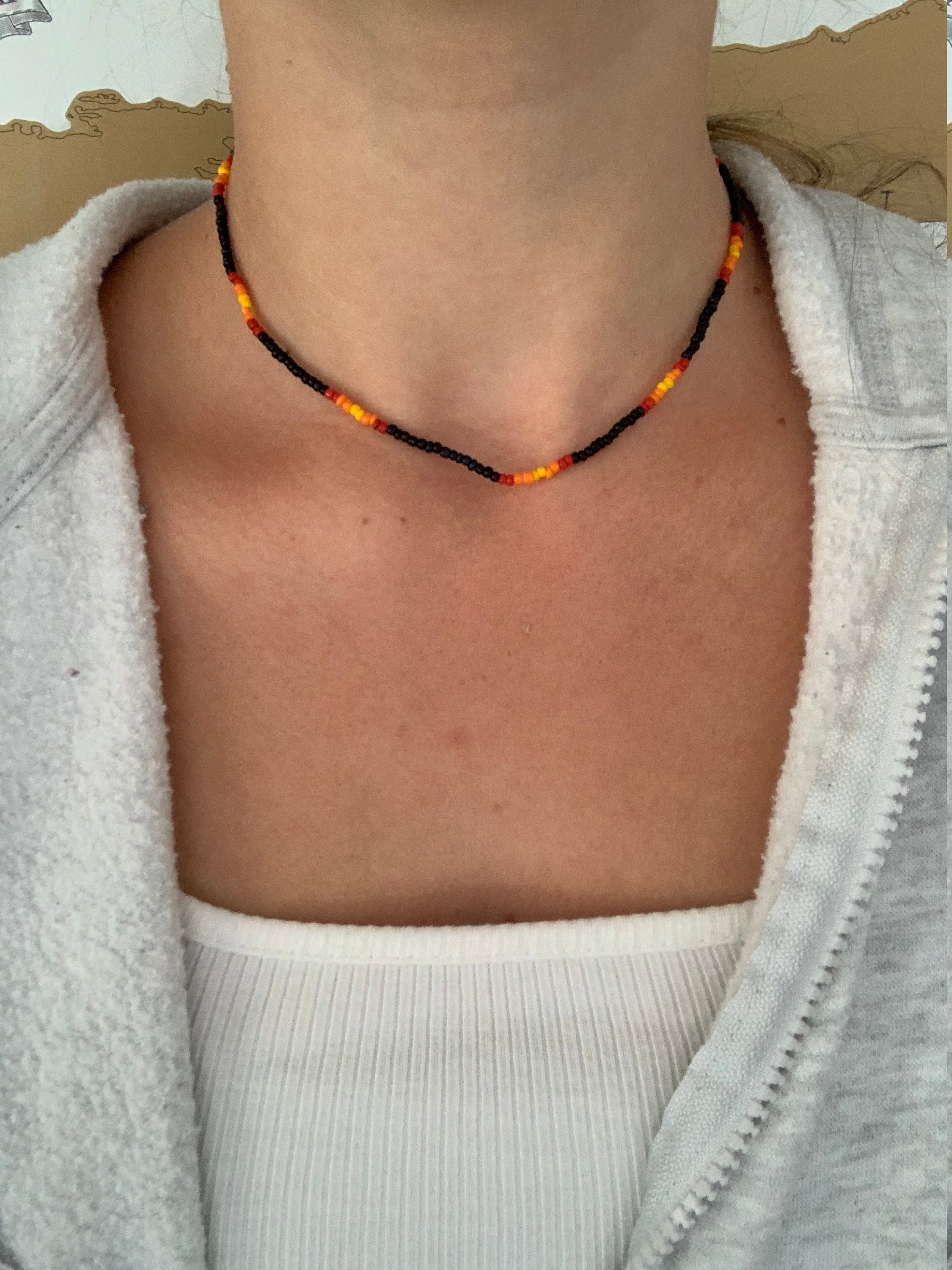 Black sunset beaded necklace
