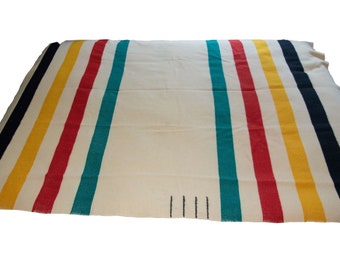Vintage Trapper Point Beige Wool Blanket 1940s 3 5 Point Etsy