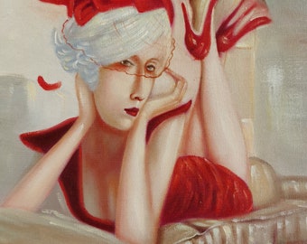 surrealist art painting oil painting on canvas signed / surrealist original oil painitng on canvas