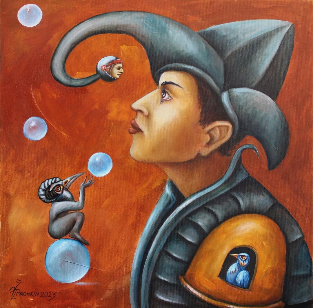 Surrealism Oil Painting on Canvas - a Mysterious Love Story ...