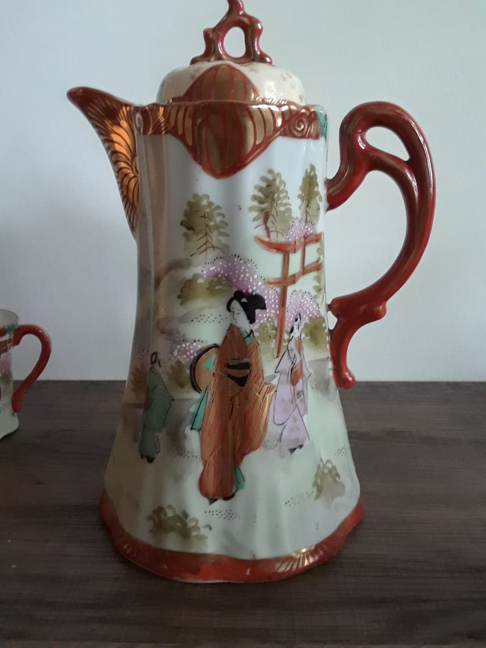 Vintage 1930's Hand Painted Kutani Geisha Tea Set Japan Etsy