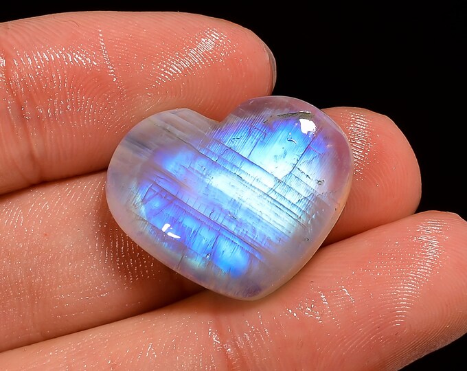 Outstanding Top Grade Quality 100/% Natural Rainbow Moonstone Heart Shape Cabochon Loose Gemstone For Making Jewelry 22.85 Ct 19X23X6mm R5754