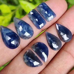 Blue Sapphire Rose Cut Gemstone Pairs: 15-20mm Jewelry Making