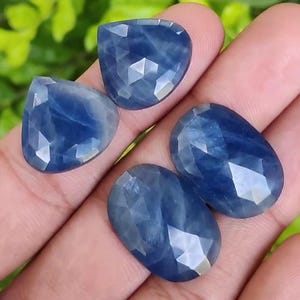 Blue Sapphire Rose Cut Gemstone Pairs: Jewelry Making (21-25 MM Mix Shape