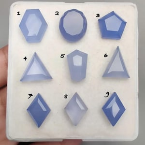 Faceted Chalcedony Cabochons: Mixed Shape Loose Gemstones