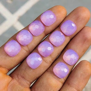 Lavender Quartz, Faceted HoneyComb Cut Cushion Shape, Size 12 MM, Best High Quality Loose Gemstone.