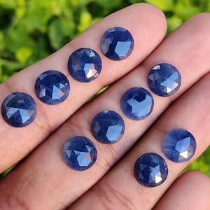Blue Sapphire Cabochon: 10mm Rose Cut Round Gemstone