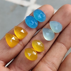 Chalcedony Cabochons: Rose Cut Mix Shape Gemstone (14X10 MM)