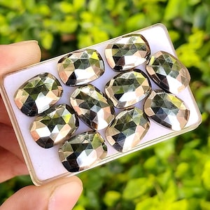 Pyrit Cabochon: Rechteckiger Edelstein im Rosenschliff (14 x 10 MM)