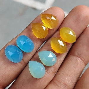 Chalcedony Cabochons: Rose Cut Mix Shape Gemstone (14X10 MM)