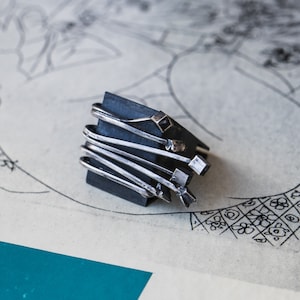 Oxidized Silver Ring: Contemporary Design Jewelry, Size 7 1/4